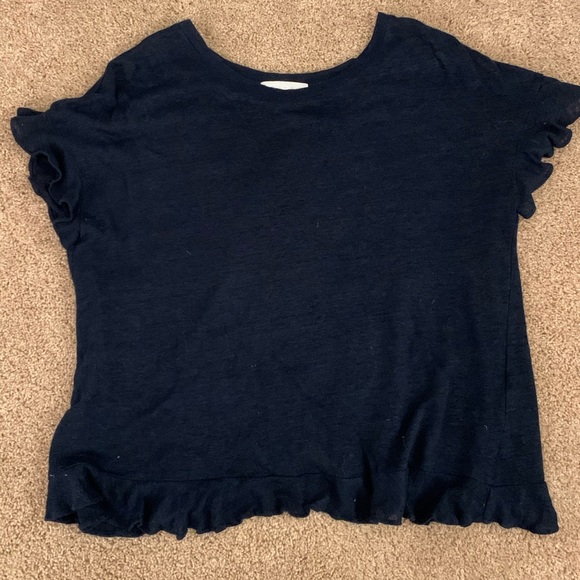 Navy ruffled tee - Picture 1 of 2